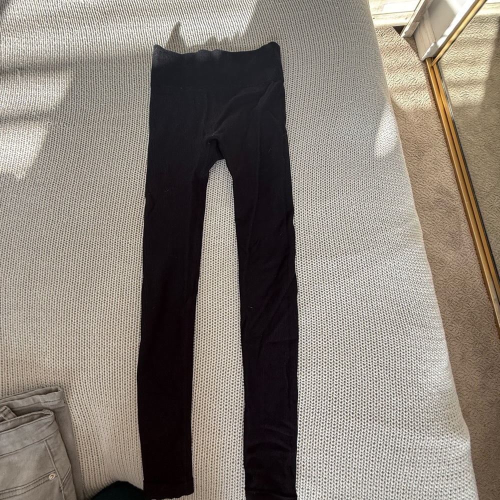Black Ribbed Leggings XS